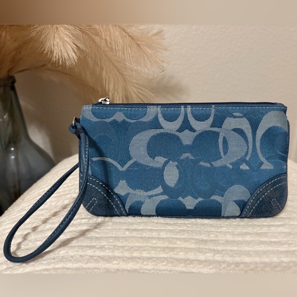 Coach Blue Patterned Wristlet